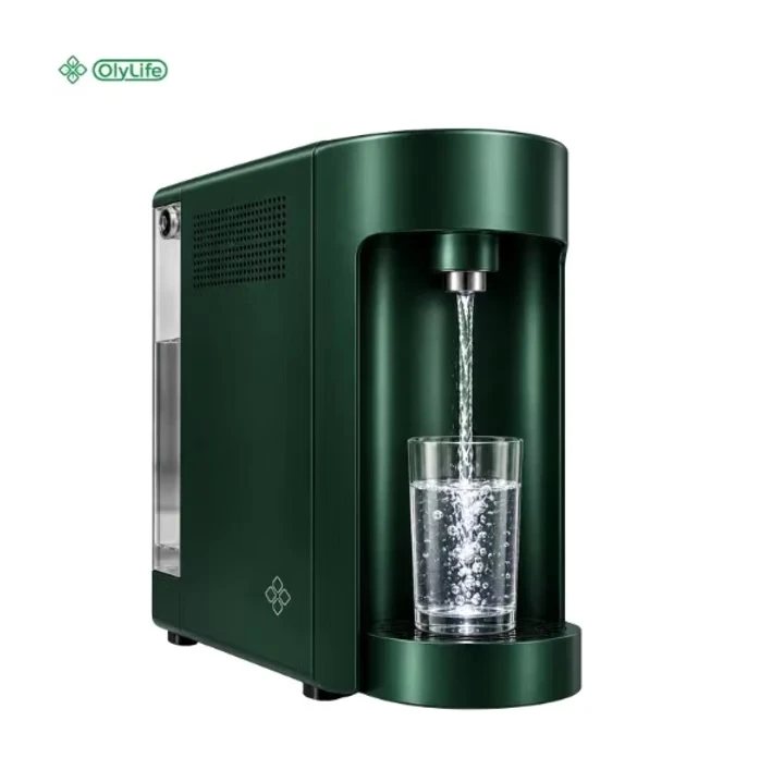 Spring Water SW-LITE grøn dispenser til brintvand, der fylder et glas